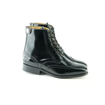 polished black leather boots for women